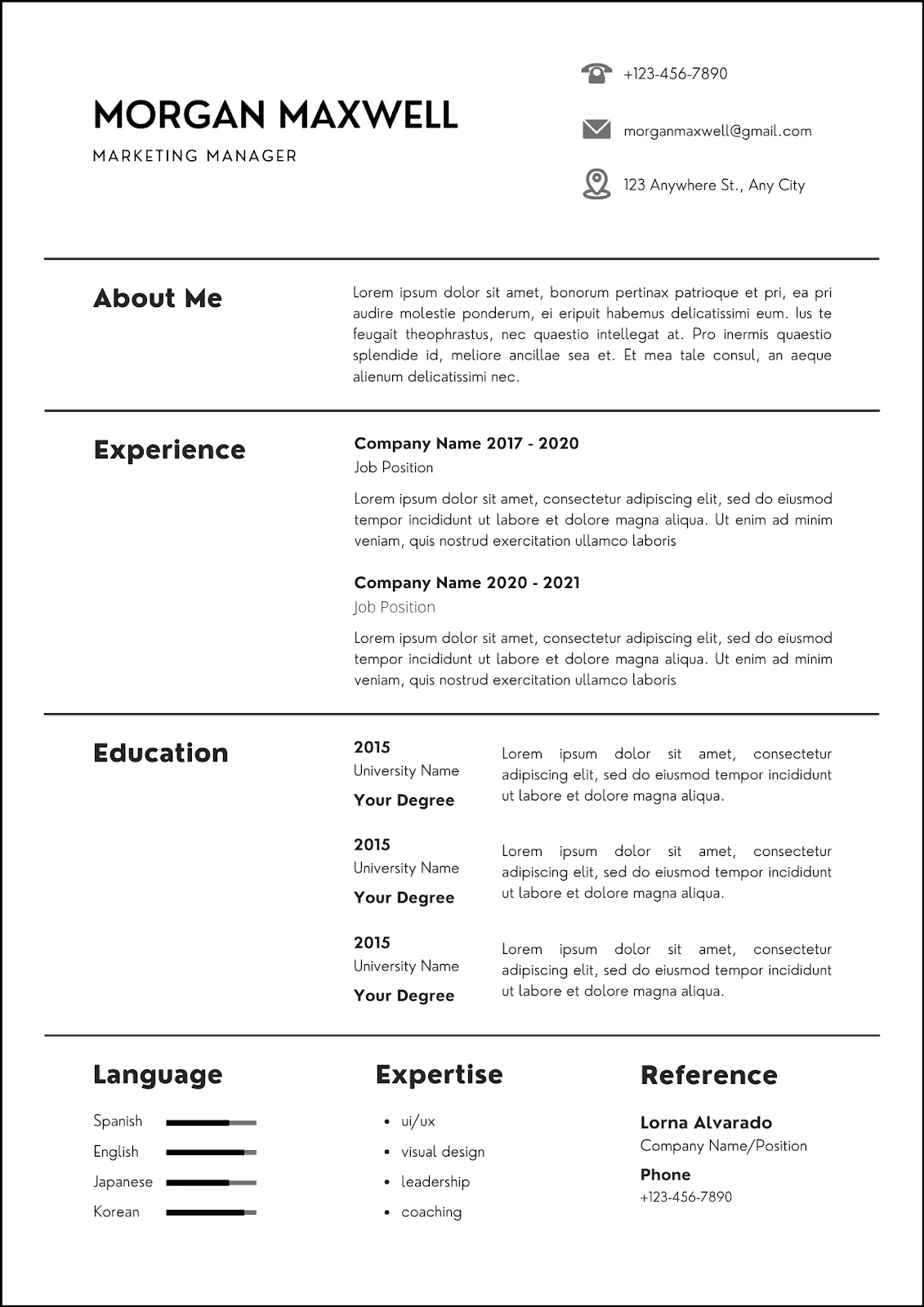 Career Change Resume template